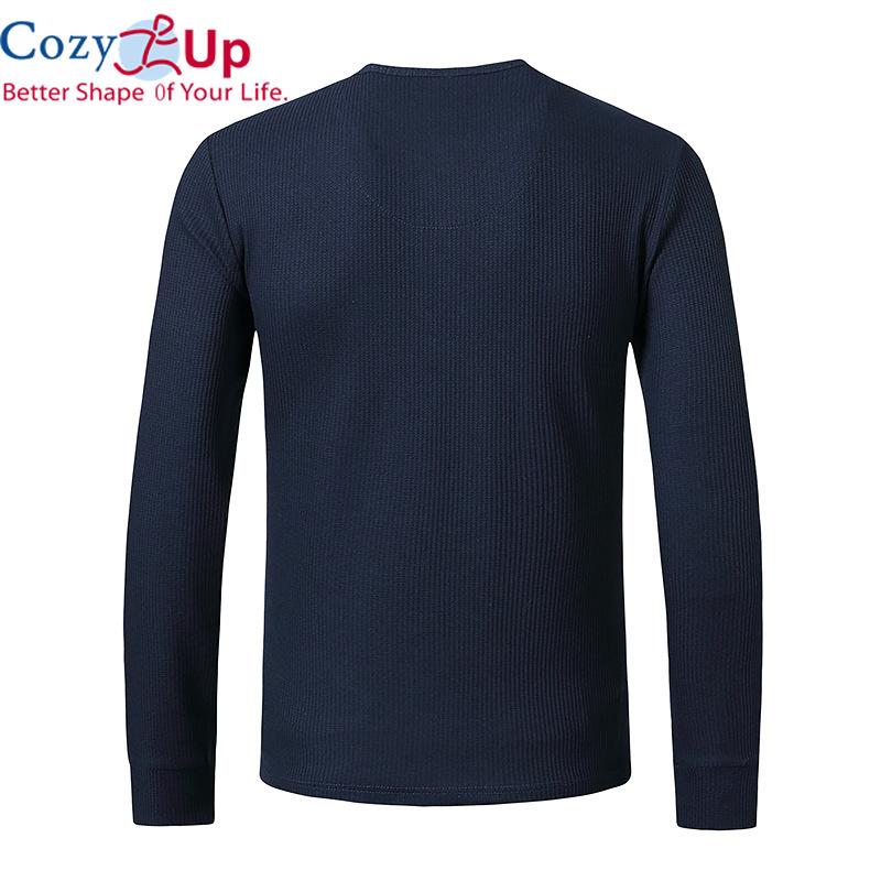 Cozy Up Waffel-T-Shirt Herren Henley Shirt Casual Slim Fit Langarm T-Shirt Homme Solid Hip Hop Camisetas Tops