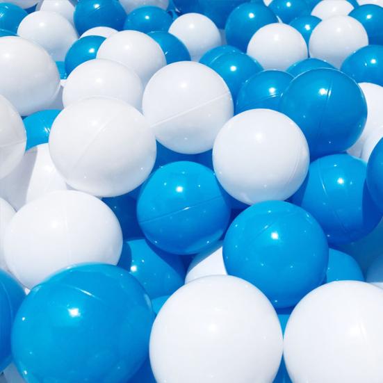 100Pcs/Set Blue White Pit Ball Thickened PE Crush Proof BPA Phthalate Free Safe Indoor Outdoor Baby Toddler Kids Round Ocean Ball Pool Toy
