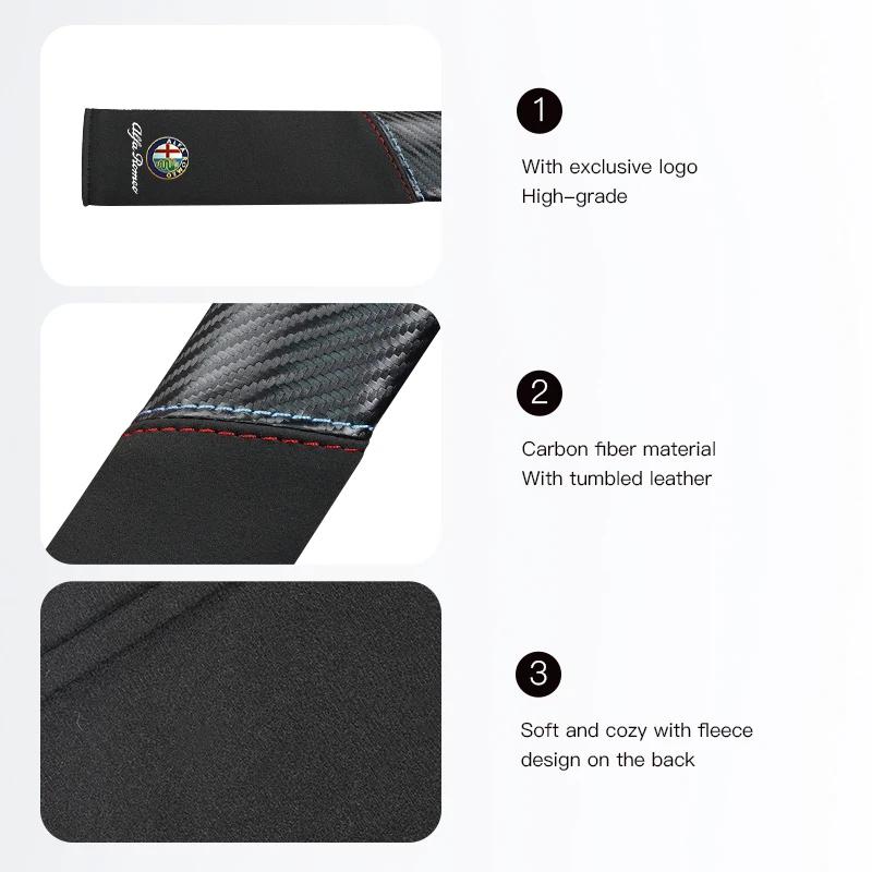 Car Stickers For Alfa Romeo Carbon Fiber Car Seat Belt Shoulder Cover Safety SeatBelt Protection Pad For Alfa Romeo 4C 159 166 S