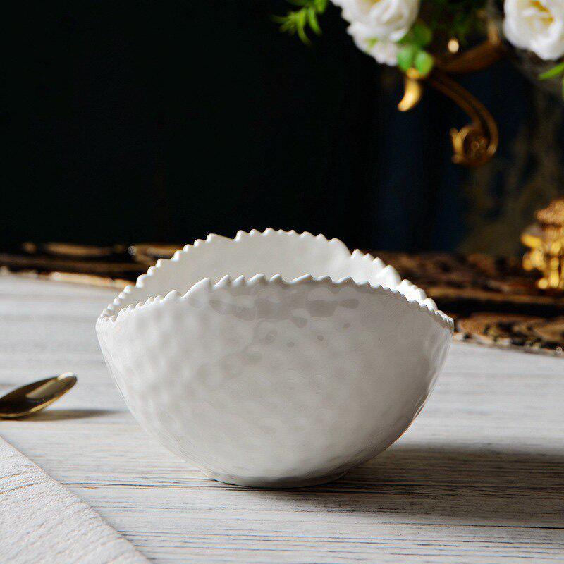 Durian White Creative Ceramic Fruit and Salad Bowl with Underglaze Color