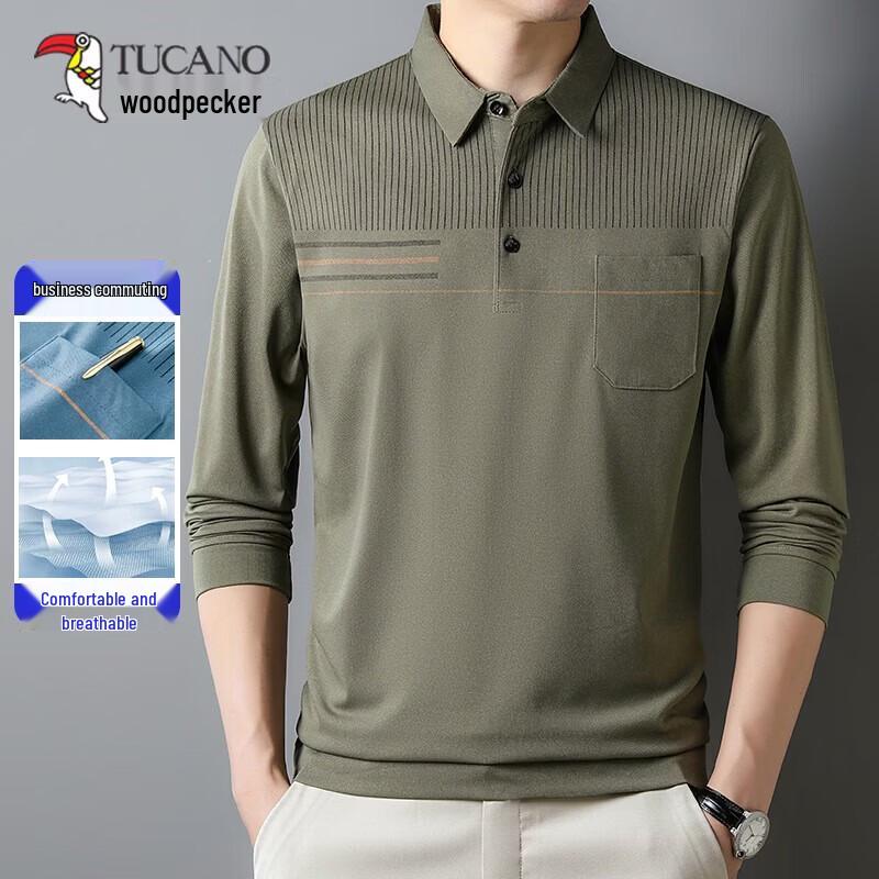 Tucano Men's Long-Sleeve Business Casual Polo T-Shirt