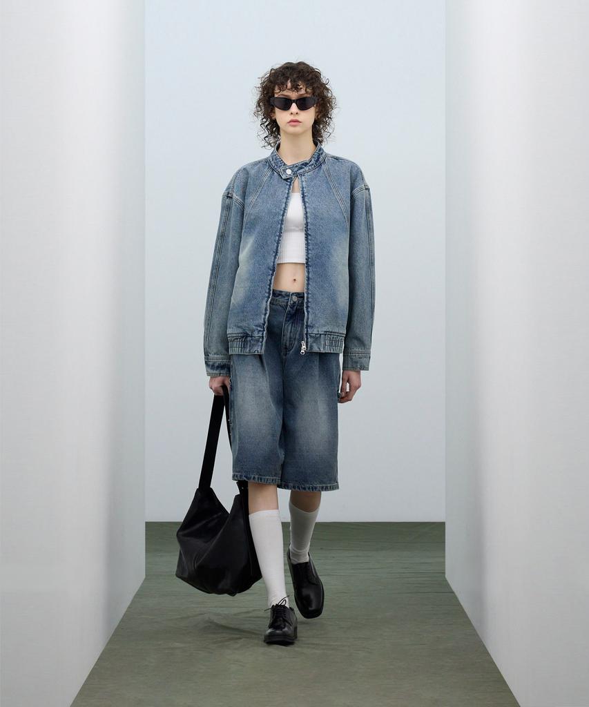 Standarderror 87-Stan116 [Newtro] Vintage Washed Double Line Denim Jacket Vintage Blue