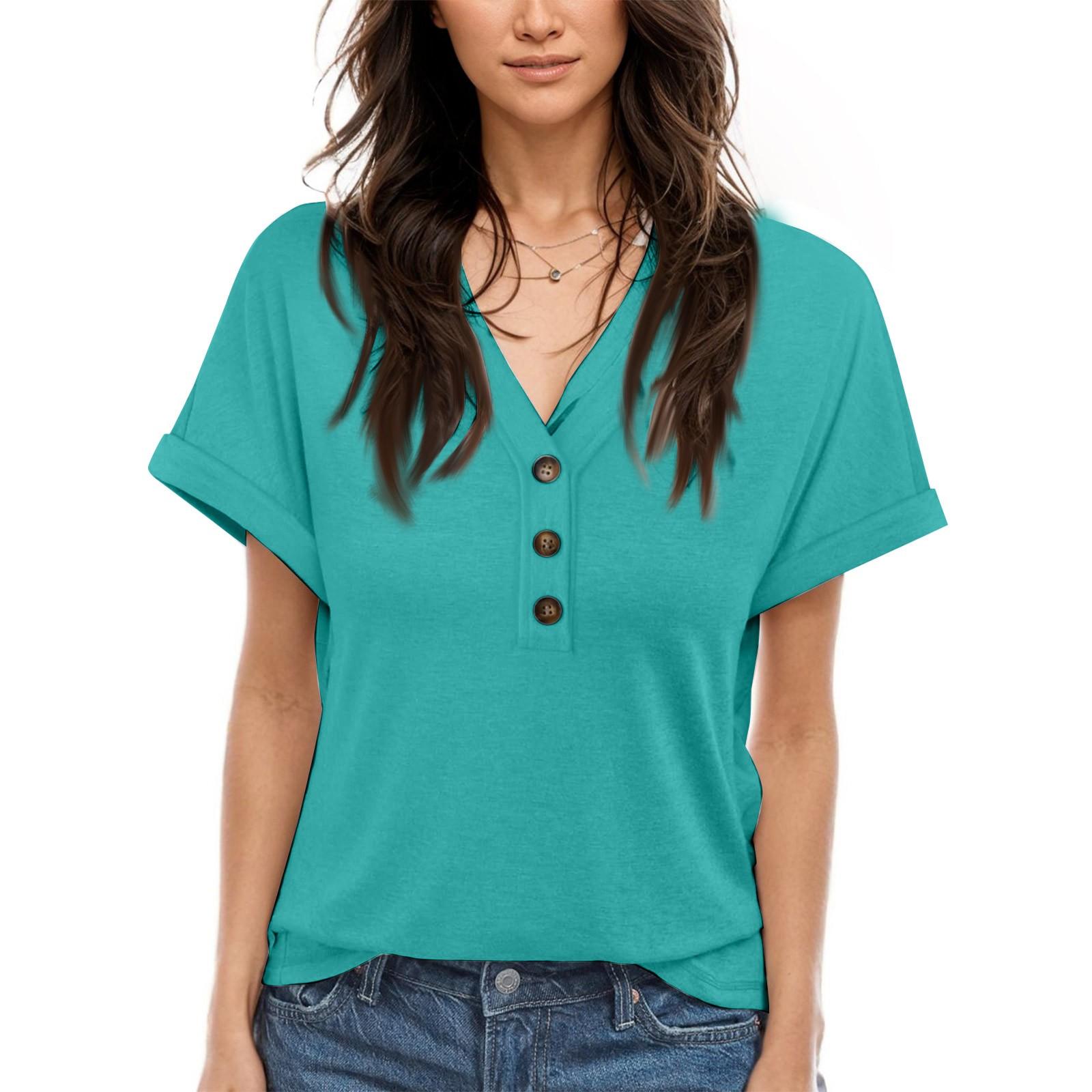 

Женская футболка с коротким рукавом и V-образным вырезом, летняя повседневная официальная футболка XL