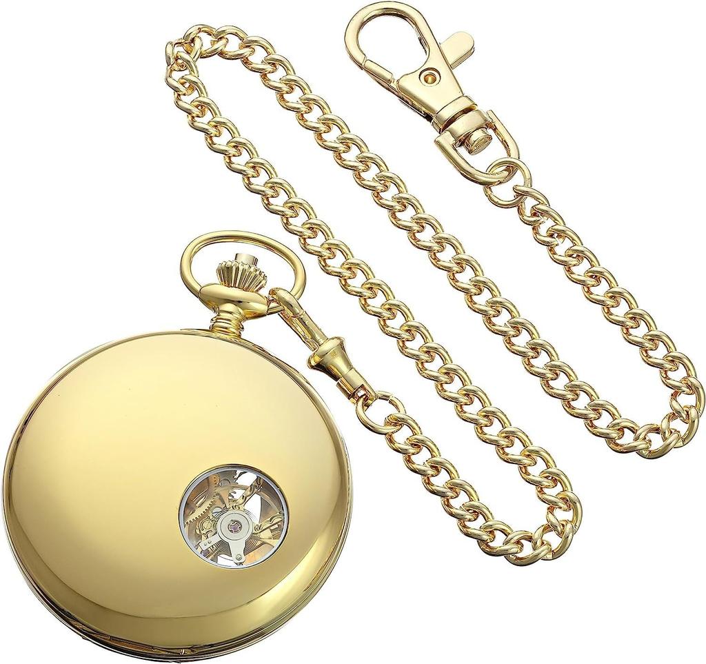 Charles Hubert Men's Pocket Watch, Mechanical Hand-Wound Skeleton, 3972-G