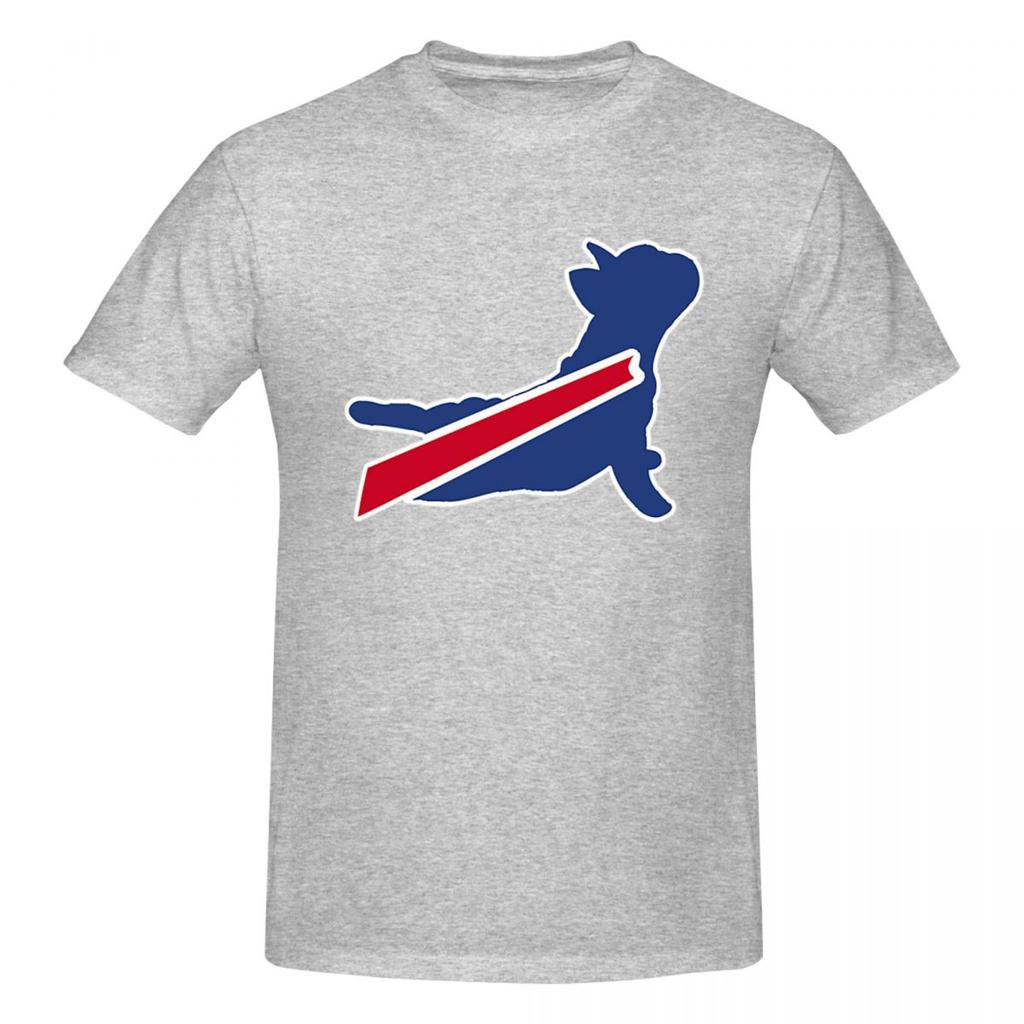 Buffalo Bills Buldog Francuski Męski T-Shirt Klasyczne Oversize T-Shirty Męskie Bawełniane Koszulki z Okrągłym Dekoltem Krótkie Letnie Męskie