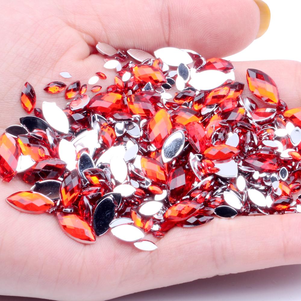 New Style Acrylic Flat Back Rhinestones for Shoes 2x4mm 10000pcs Marquise Dress Jewelry Nails Art Charms