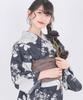 Yukata Set Junior Retro Change Weave 3 Piece Set Heiko Girls Camellia Play in Ink [KYOETSU] (Yukata, Obi, Geta) (13. Painting, 130cm)