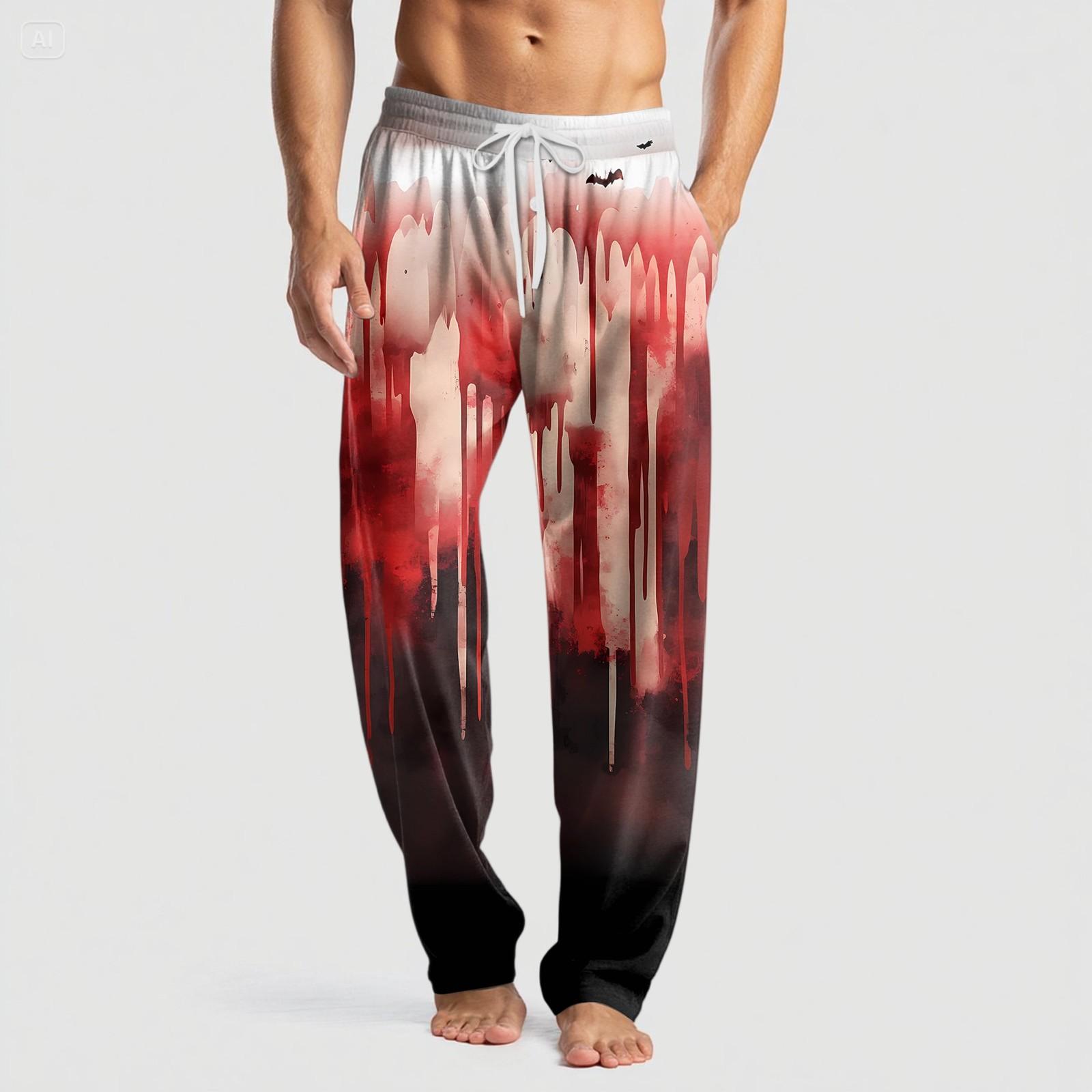 

Мужские вязаные повседневные брюки с карманом и принтом на Хэллоуин, пижамные брюки L