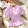 French Chic Summer Blouse With 3d Pattern For Women Fashion And Casual Wear