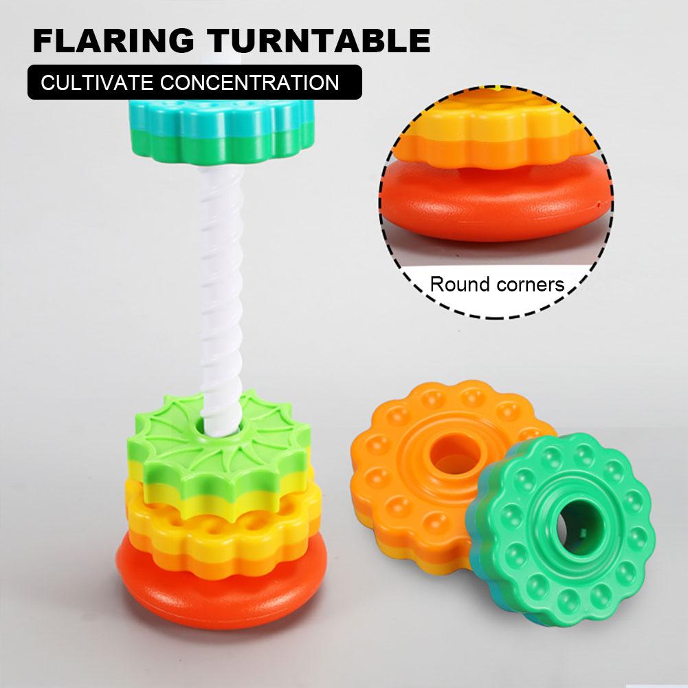 Gears Stacking Rings Toy Eco-Friendly Spinning Wheel Toy Smooth Spining Tower Building Blocks Safe for Kids Holiday Toys