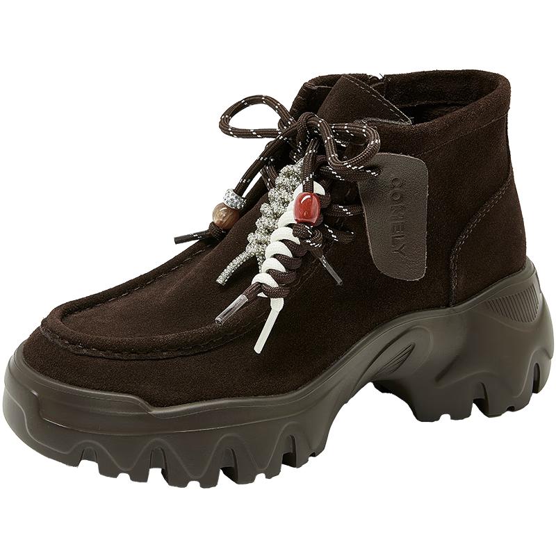 COMELY Women s Genuine Leather Retro Martin Boots 37