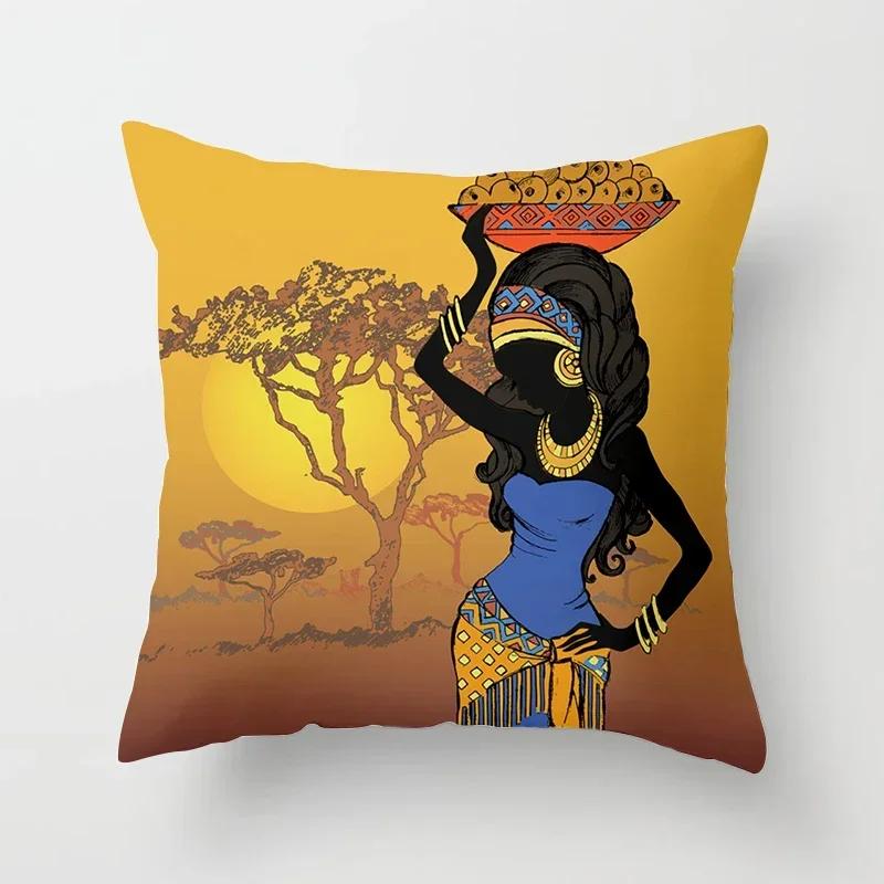 40/45/50/60cm Africa Life Collection Afrikanische Frau Kissenbezug Sofa Auto Dekorative Kissenhülle für Heimdekor Kissenbezug
