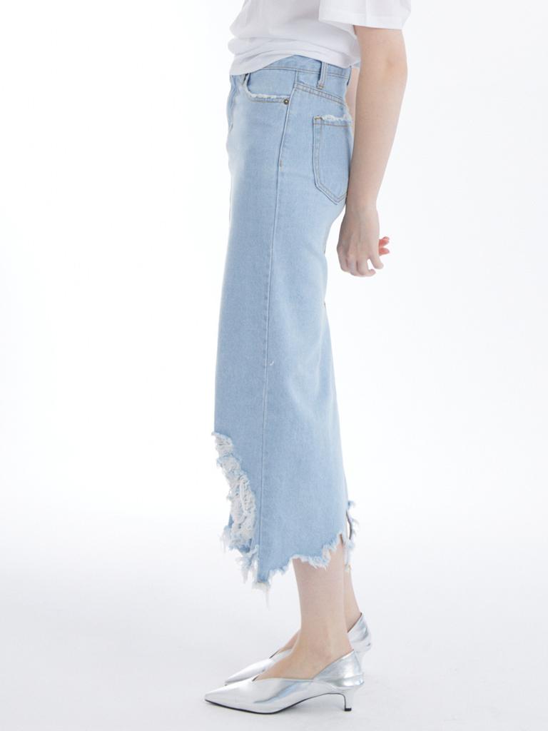 Unknown Planet Distressed Denim Skirt Light Blue