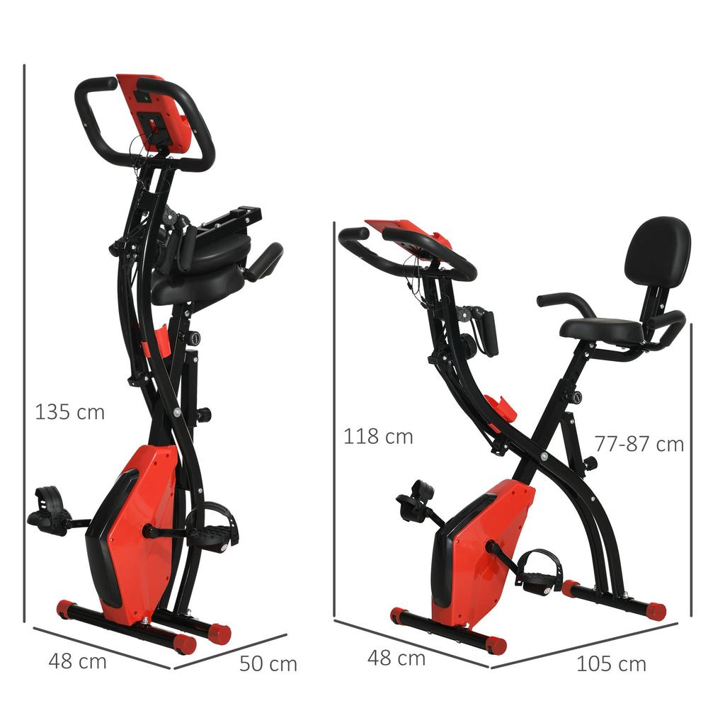 HOMCOM Foldable Exercise Bike, 8 Levels of Magnetic Resistance, Hand Pulse Sensors