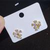 Tide Slightly Inlaid Zirconium Earclips, Spring Earrings, Fresh Flower Stud Earrings, Pierless, Versatile Earrings For Women