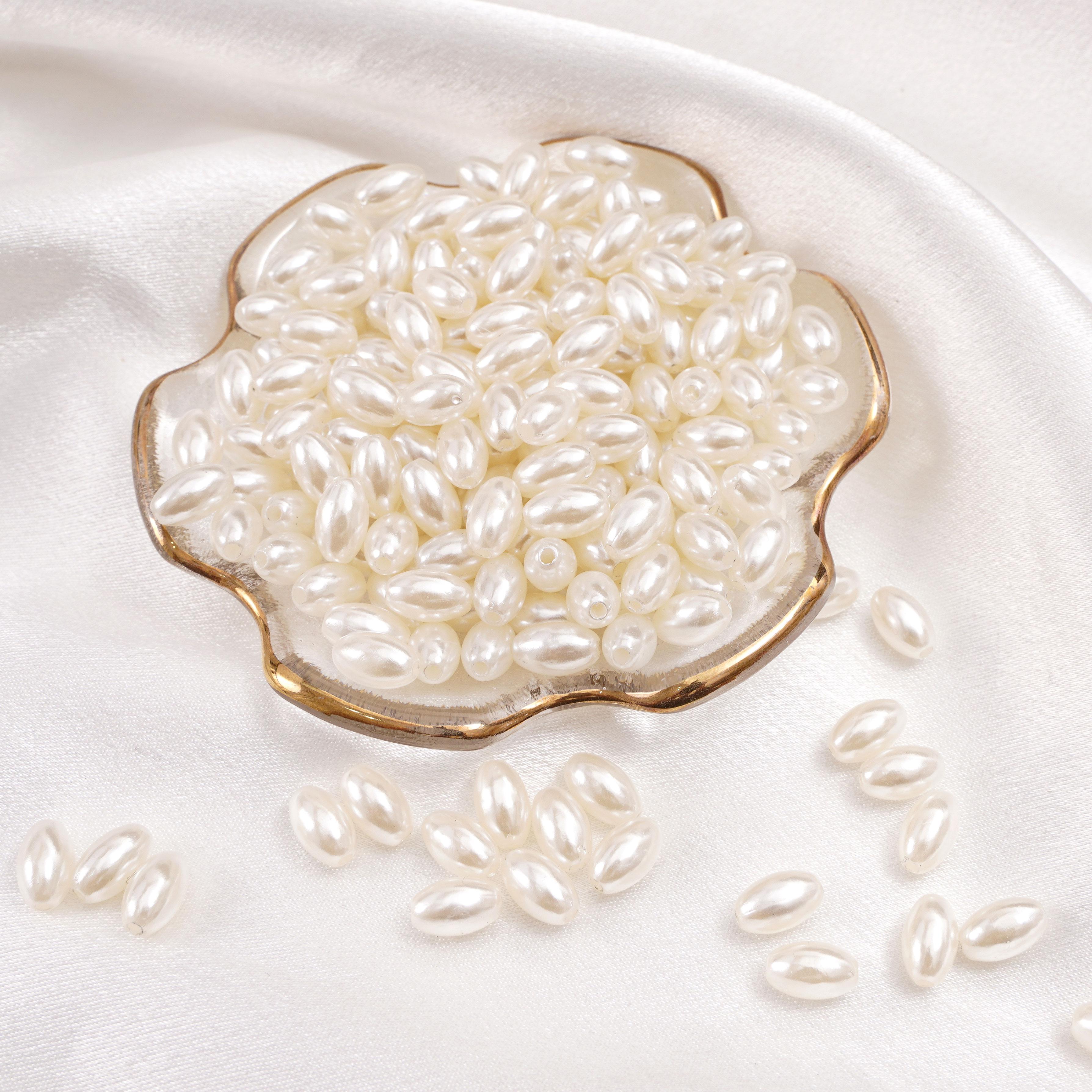 

500G High Gloss ABS Pearl Interval Scattered Beads for DIY Bracelet Necklace Jewelry Making 6x10mm 2850pcs бежевый