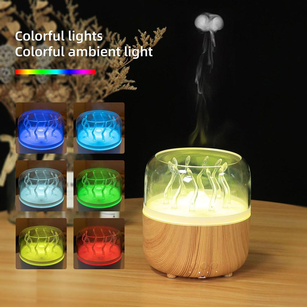 Creative Jellyfish Aroma Diffuser: Rotating Water Grass Humidifier with Essential Oil & Fragrance, Seven Color LEDs for Bedroom