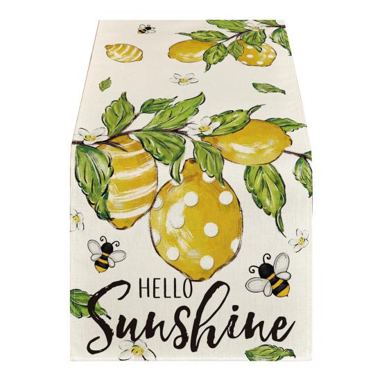 Floral Table Runner Spring Summer Linen Watercolor Flowers Plants Table Runner Machine Washable Table Protector for Home Farmhouse Dinner Party