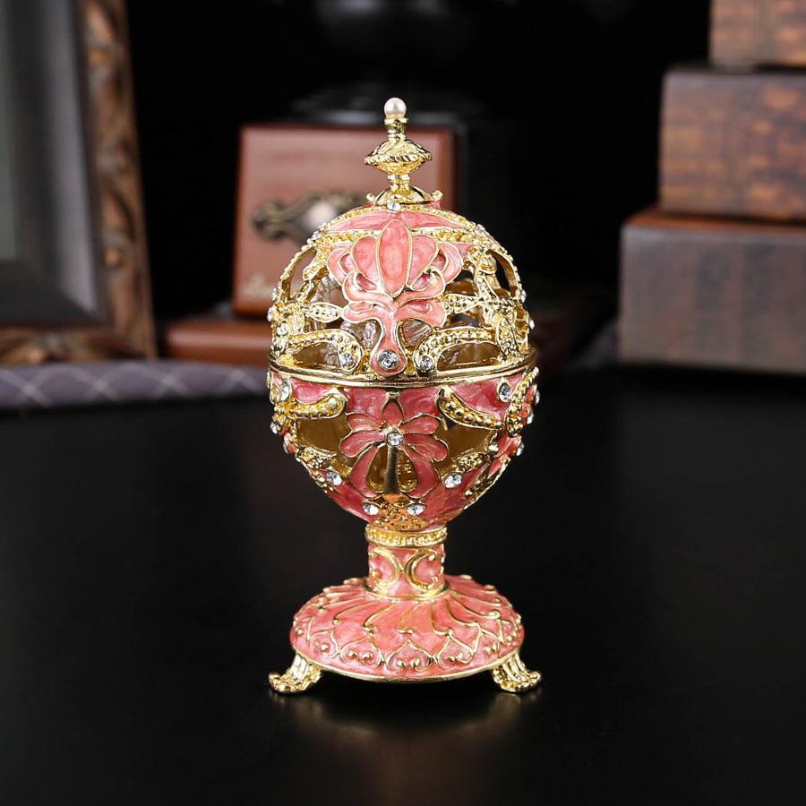 Castle egg-shaped jewelry box, ring stud earrings, storage box ornament, enamel color craftsmanship, dust-proof flip cover