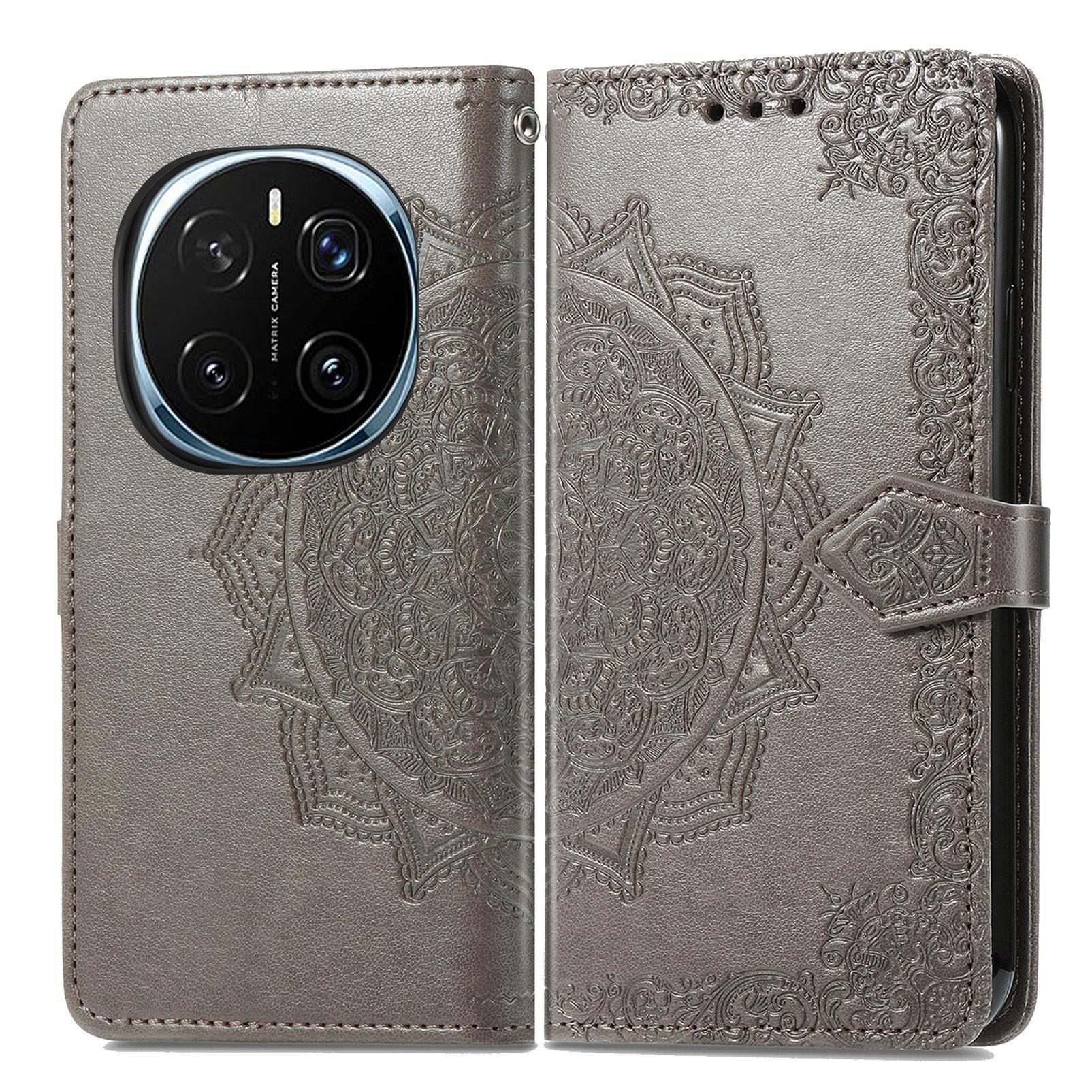

For Honor Magic7 5G Wallet Case Mandala Flower Leather Phone Cover Stand Grey
