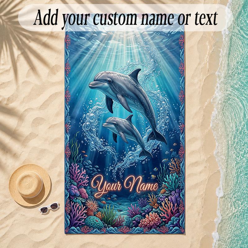 Zeemeermin Thema Zachte Strandhanddoek Gepersonaliseerd Aangepaste Naam Tekst Handdoek Draagbaar voor Strand Zwembad Reizen