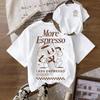 Vintage More Espresso Coffee Club Graphic Short Sleeve Round Neck Casual T-Shirt