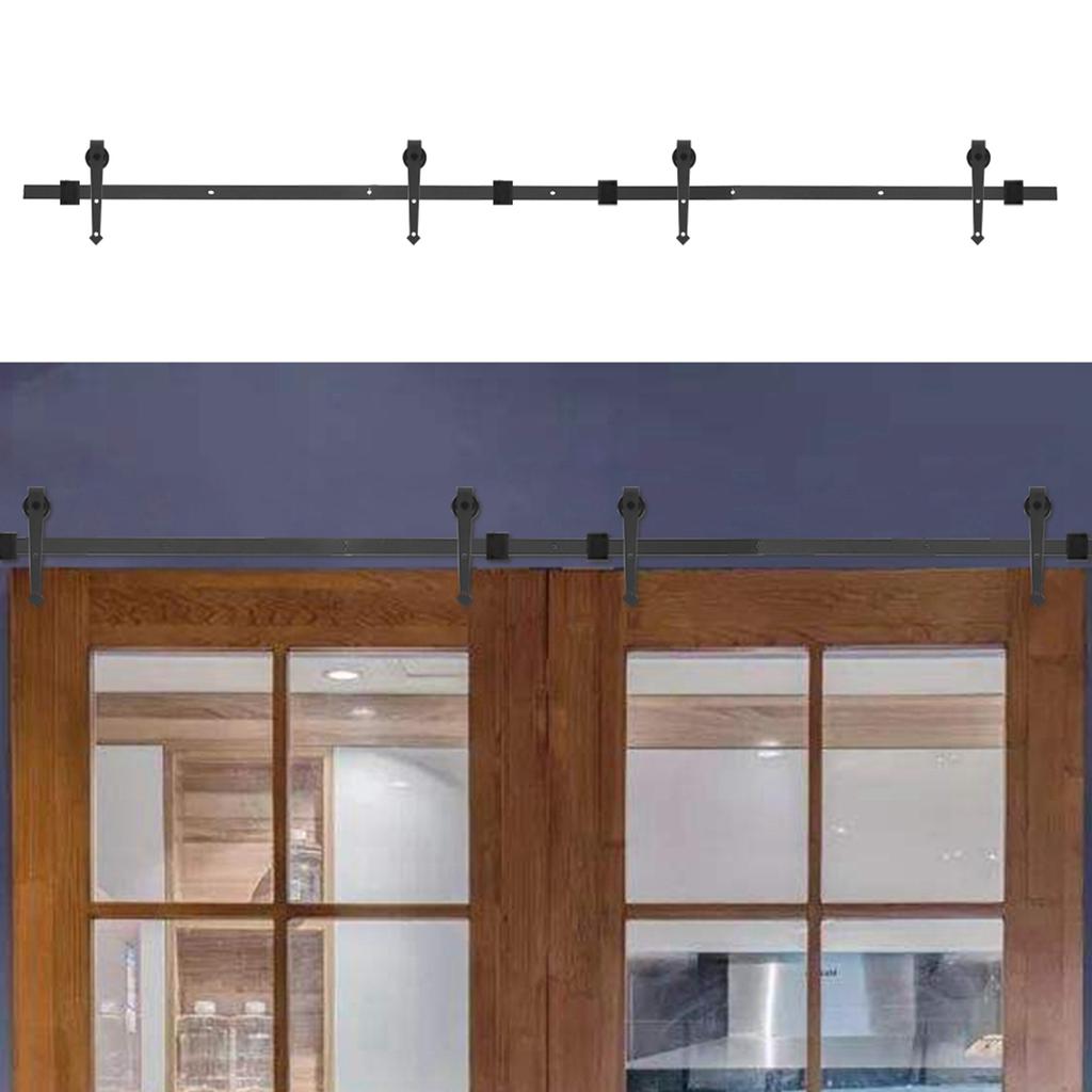 4m Double Door Arrow Type Barn Sliding Wood Door Track Kit Door Hanging Rail Pulley Set for