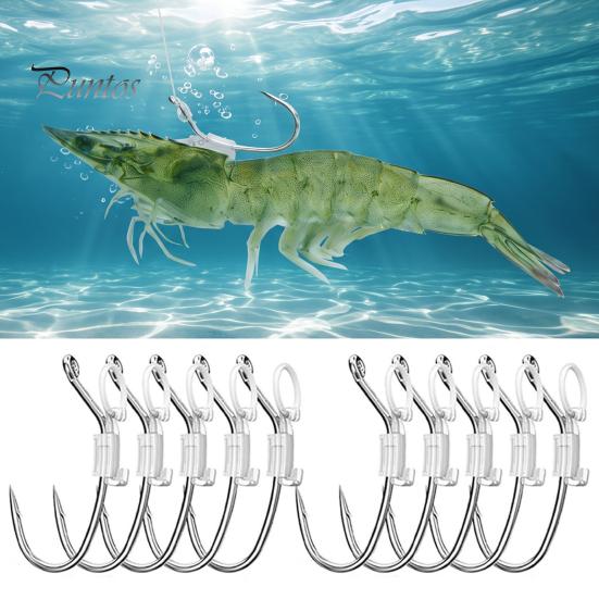 Live Bait Hooks 5/10/15/20Pcs Luminous Shrimp Hooks, Glow-in-the-dark Fishhook with Barb, High Fishing Carbon Steel Hook for Freshwater Saltwater