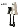 Pumpkin Decor for Living Room Halloween Figurines, Spooky Ghost Skeleton Black Cat Resin Ornaments, Unique Gifts Lovers Tabletop Mantel Shelf