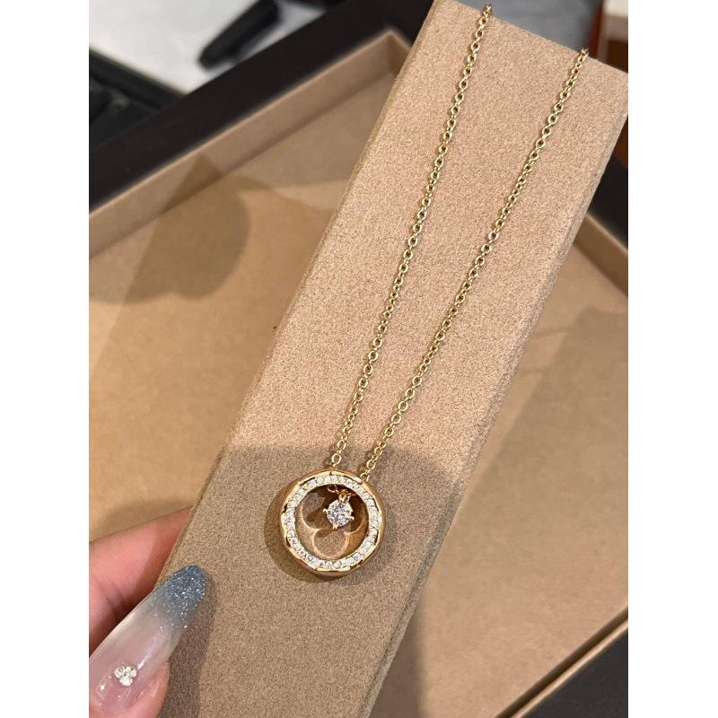 Colar de Diamante Único Círculo Vintage Co Versátil Exquisito Pingente com Padrão Cruzado Colar de Alto Bom Gosto