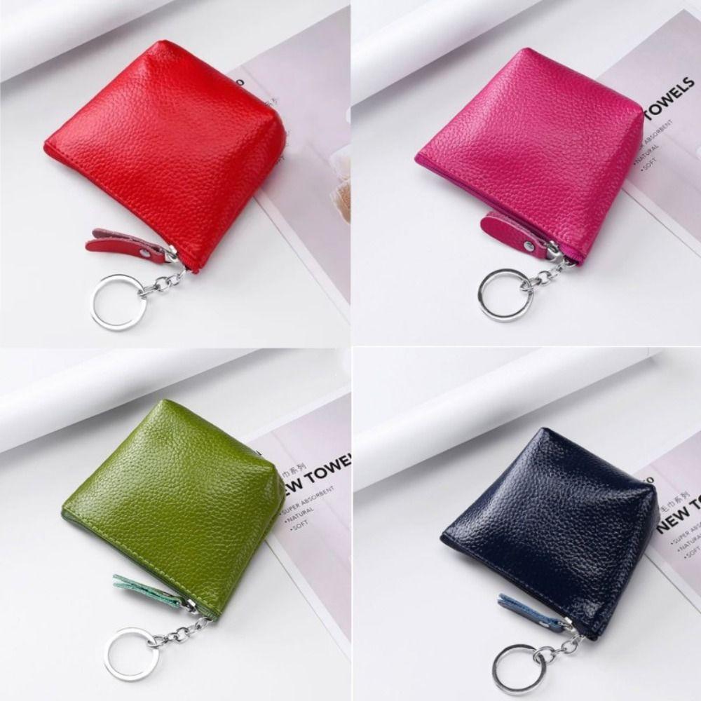 

Leather Mini Wallet Zipper Card Holder Portable Coin Purse червоний