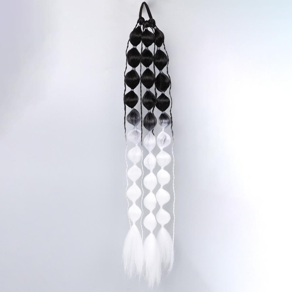 Synthetic 1Pcs Ponytail Extension Corlorful Bubble Braid Long Lantern Braided Ponytail with Hair Tie Straight Hairpieces