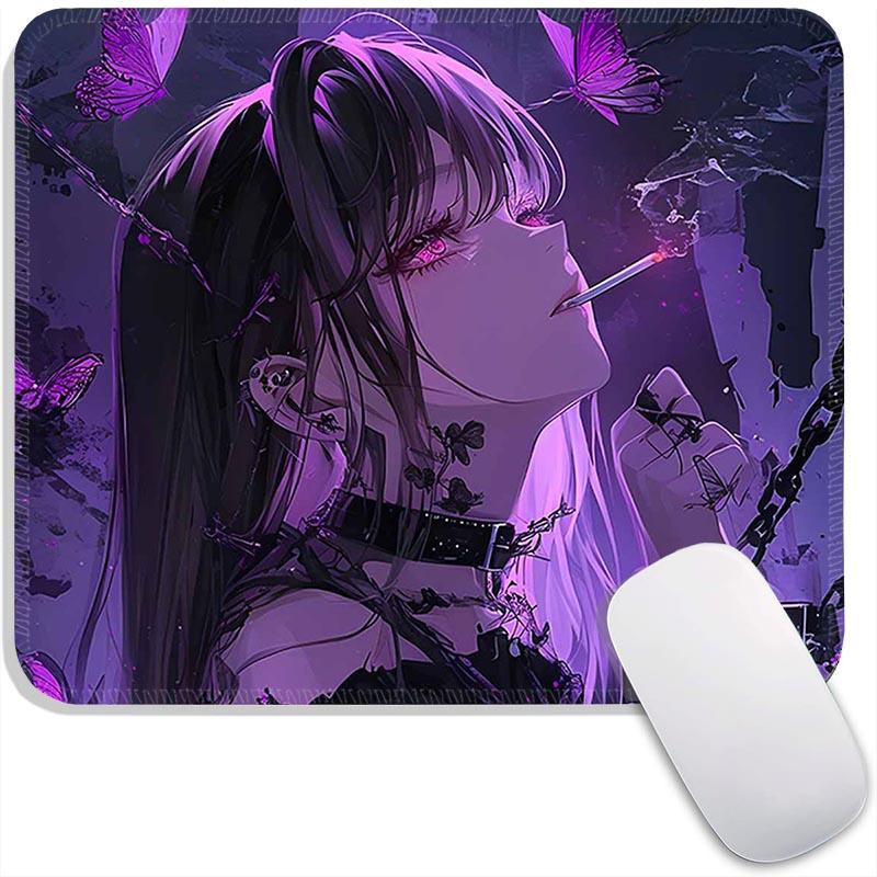 Standard Mouse Pad Purple Anime Grils Gamer Cabinet Small Gaming Mousepad Travel Mouse Mat Plymouth Non-Slip Office Mousemats