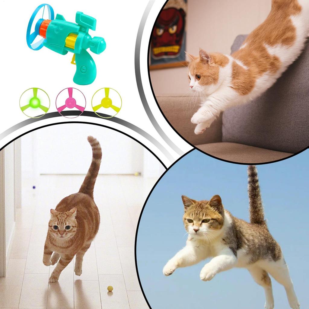 Random Color Flying Spinner Toy Flying Saucer Shooter for Pet Light-Up Interactive Pet Toy for Patio Beach Garden Outdoors Lawn