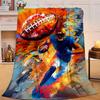 1PC Football Player In Flames Flannel Blanket Gift, Suitable for Both Men And Women, Soft Ideal for Beds And Sofa, Birthday Or Christmas Gift