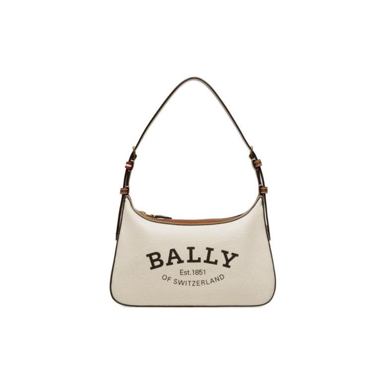 Bally Coralye Brand Logo Letter Print Adjustable Shoulder Strap Fabric And Leather Tote Shoulder Bag Women handbags Beige 6302810 Basic Set (Bag+Dust Bag)