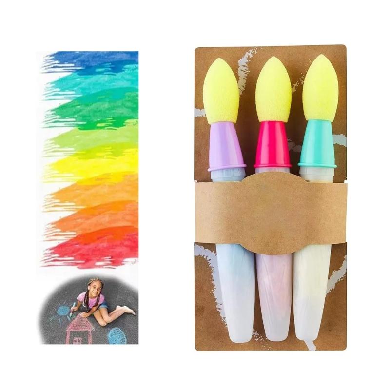 Set di Pennelli Vivaci per Gesso da Marciapiede Facile da Usare Non Tossico Materiali per Street Art per Bambini Insegnanti e Artisti all'Aperto