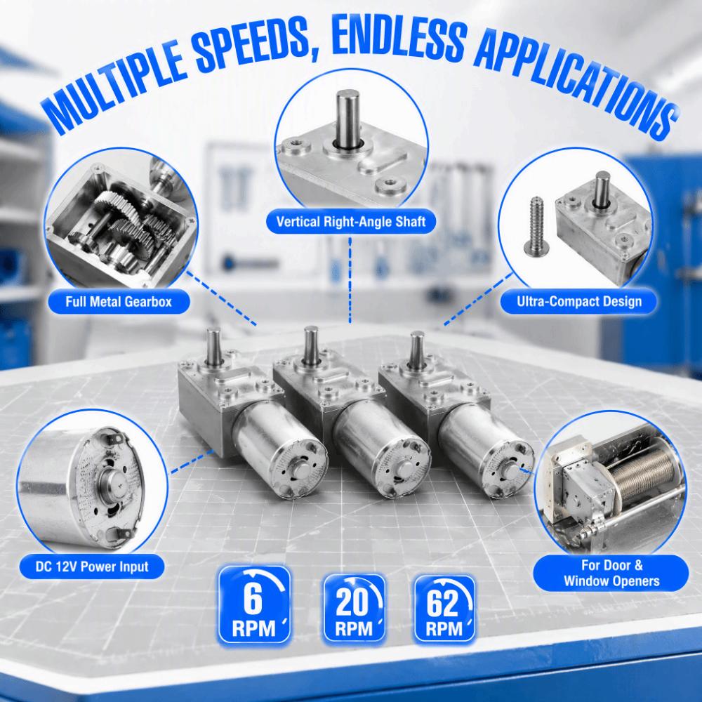 DC 12V Worm Gear Motor Double Shaft Geared Motor Universal Self Locking Motor Industrial Machinery