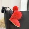 Mink Fur Backpacks Keychains Fluffy Pompom Boot Shoe Keyring Womens Small Hand Bag Charm Keychain Plush Y2k Accessories Trinket