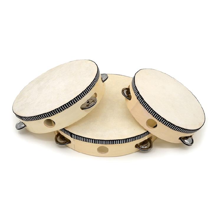 Single Row Jingles Handheld Tambourine Wooden Tambourine Drum for Adults