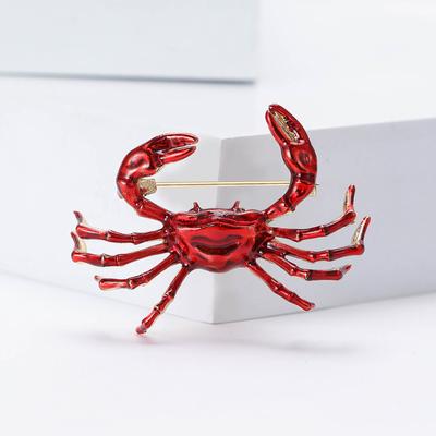 Fashion Alloy Enamel Crab Brooch Cute Ladies Suit Shirt Corsage Ornament Pin