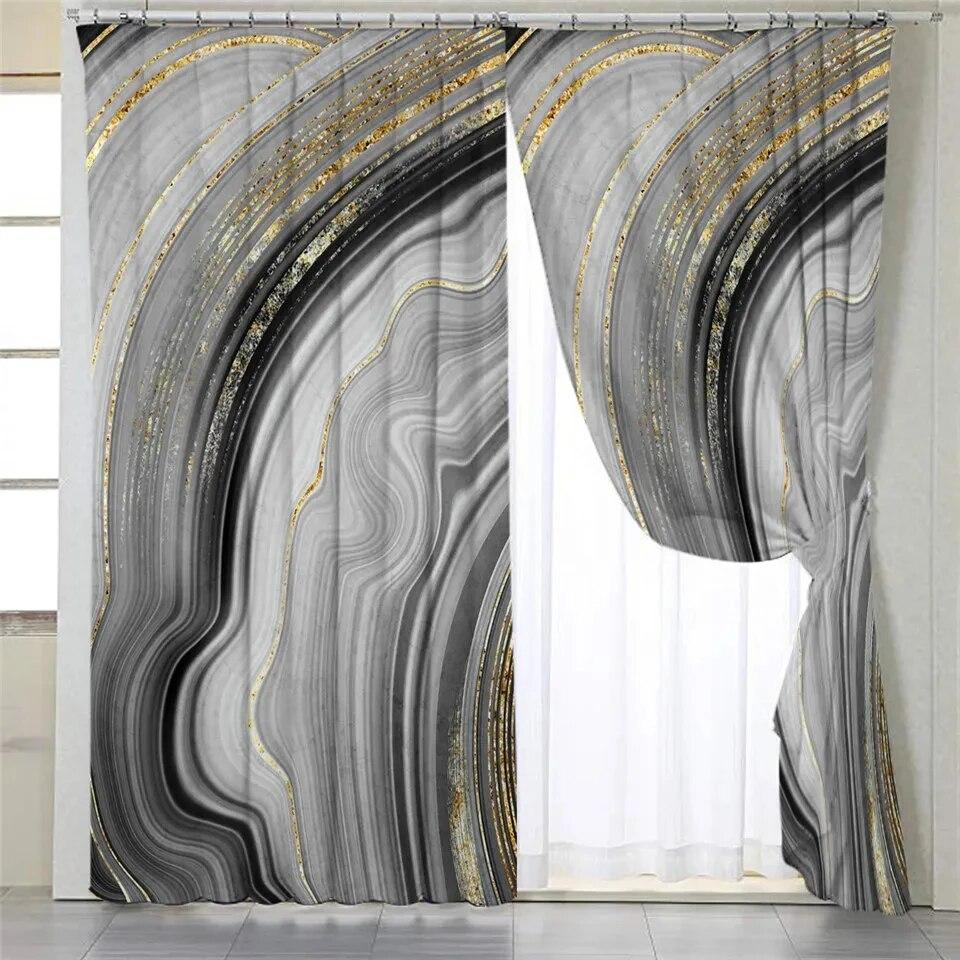 

2 шт., винтажные мраморные шторы для гостиной, белые, золотые, полузатемняющие шторы для спальни, роскошные оконные шторы с камнем, панели W50xH130(CM)x2PCS-Grommet Top