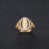 Klassischer Hip Hop Punk Goldfarbe Skelett Blume Oval Maria Porträt Ring Unisex Mode Party Schmuck Zubehör