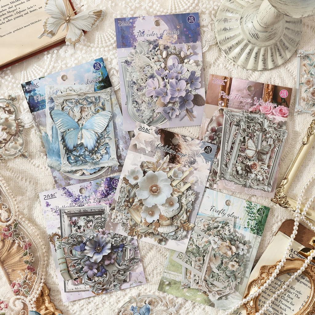 10 Pcs Vintage Hollow Relief Corner Stickers Pack, Decorative Scrapbooking, Diary Album, Hand Made, Junk Journal Supplies