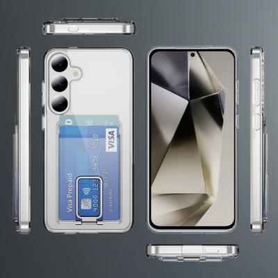 Etui na telefon komórkowy Samsung S25ultra, Uchwyt na karty, Pokrowiec dwufunkcyjny z poduszką powietrzną, Odporny na upadki, Przezroczyste etui