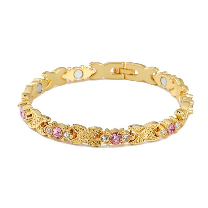 Ladies Detachable Energy Magnetic Bracelet Eco Friendly Rhinestone Adjustable Bangle