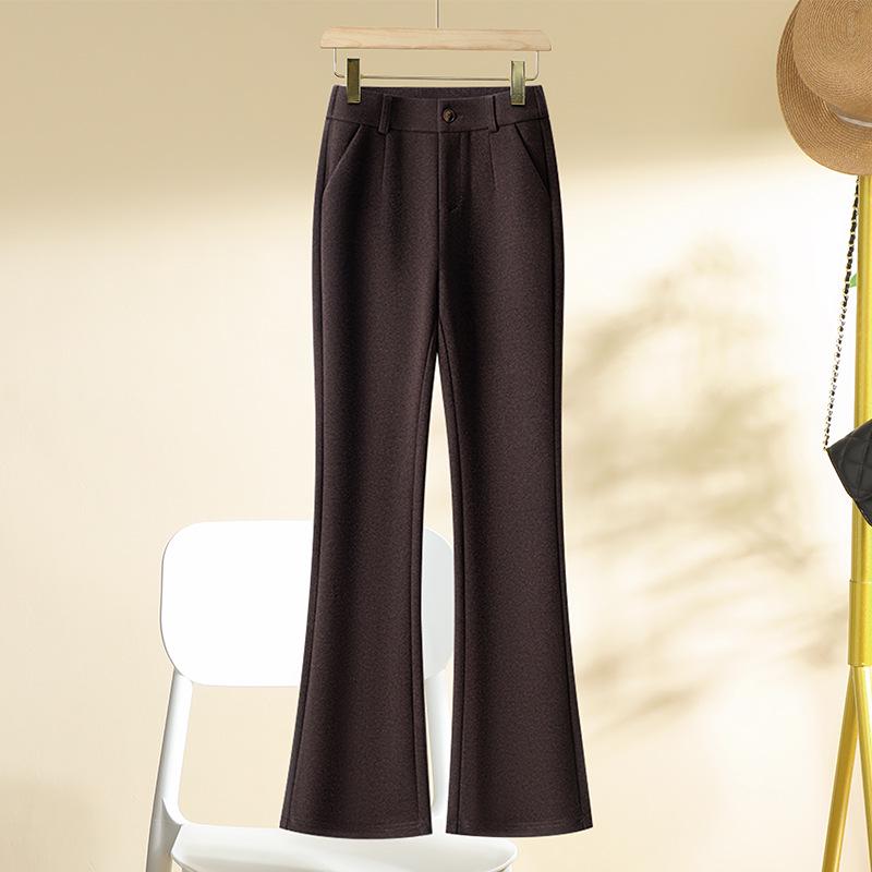 Women's High Waist Wool Blend Fishtail Flare Pants, Slimming Fit, Autumn/Winter 2024