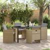 VidaXL 5-Piece Garden Dining Set with Cushions Beige Poly Rattan 3380614