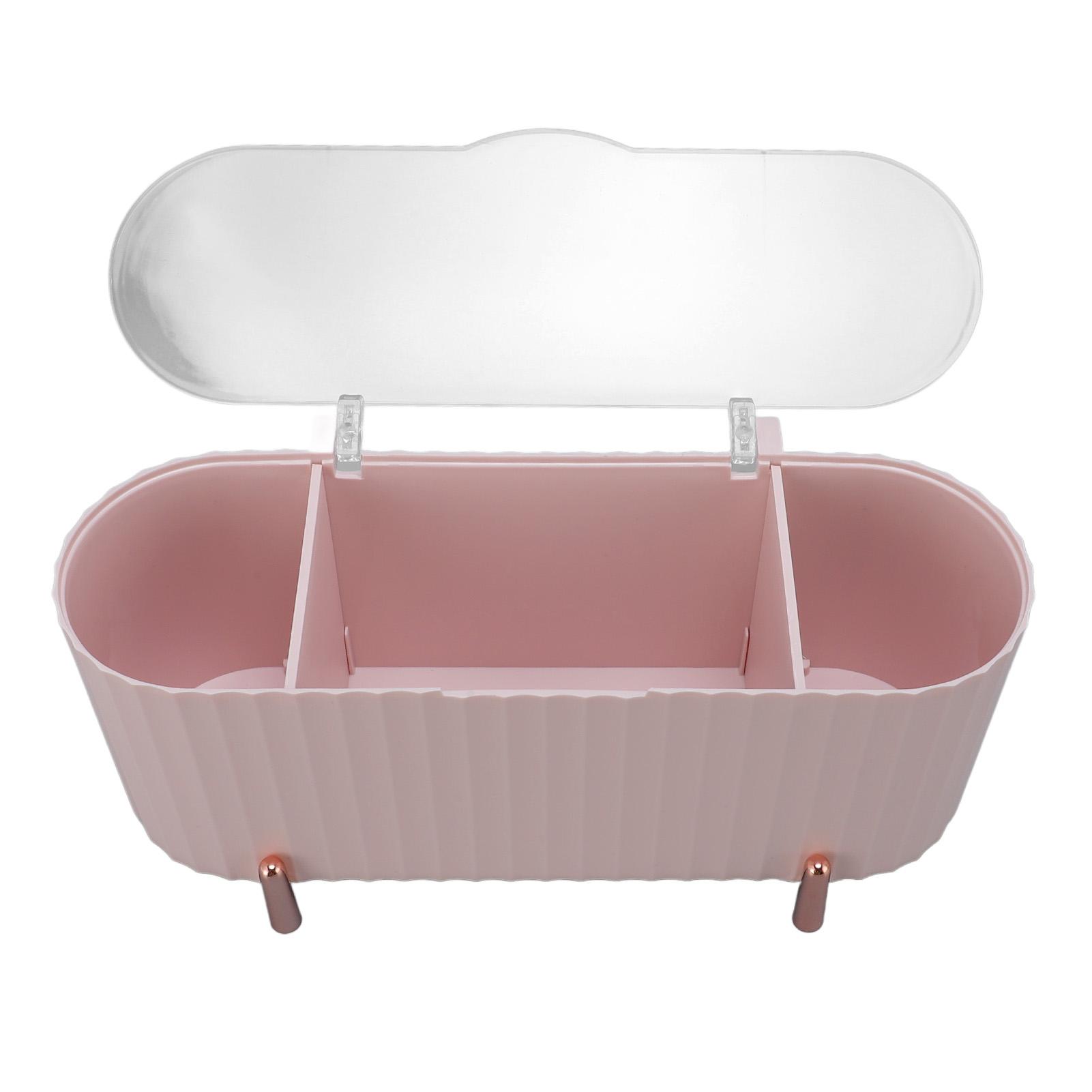 

Держатель для ватных палочек Диспенсер с прозрачной крышкой 3 отделения Канистры для ванной комнаты Многофункциональный ватный диск розовый