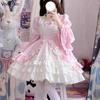 Vintage Lolita Dress Women Gothic Y2k Puff Short Sleeve Laminated Flounces Mini Dresses Bow Ruffles Princess Vestidos